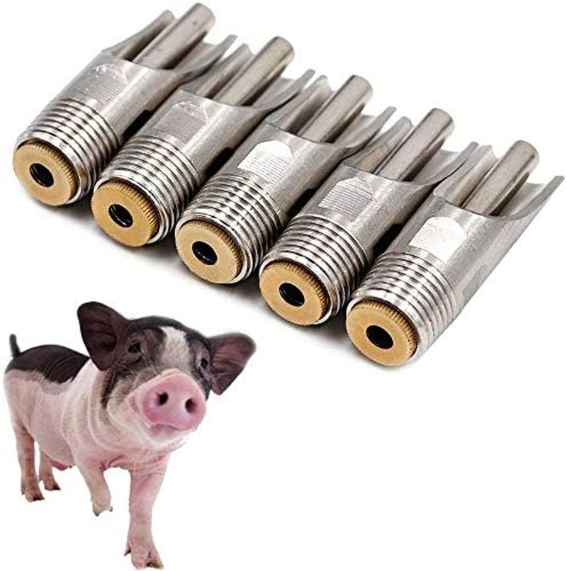 Pack of 10 Pig Waterer Nipple Stainless Steel Hog Waterer Nipple Drinker, Pig