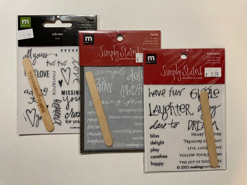 MAKING MEMORIES ASSORTED MINI RUB-ONS