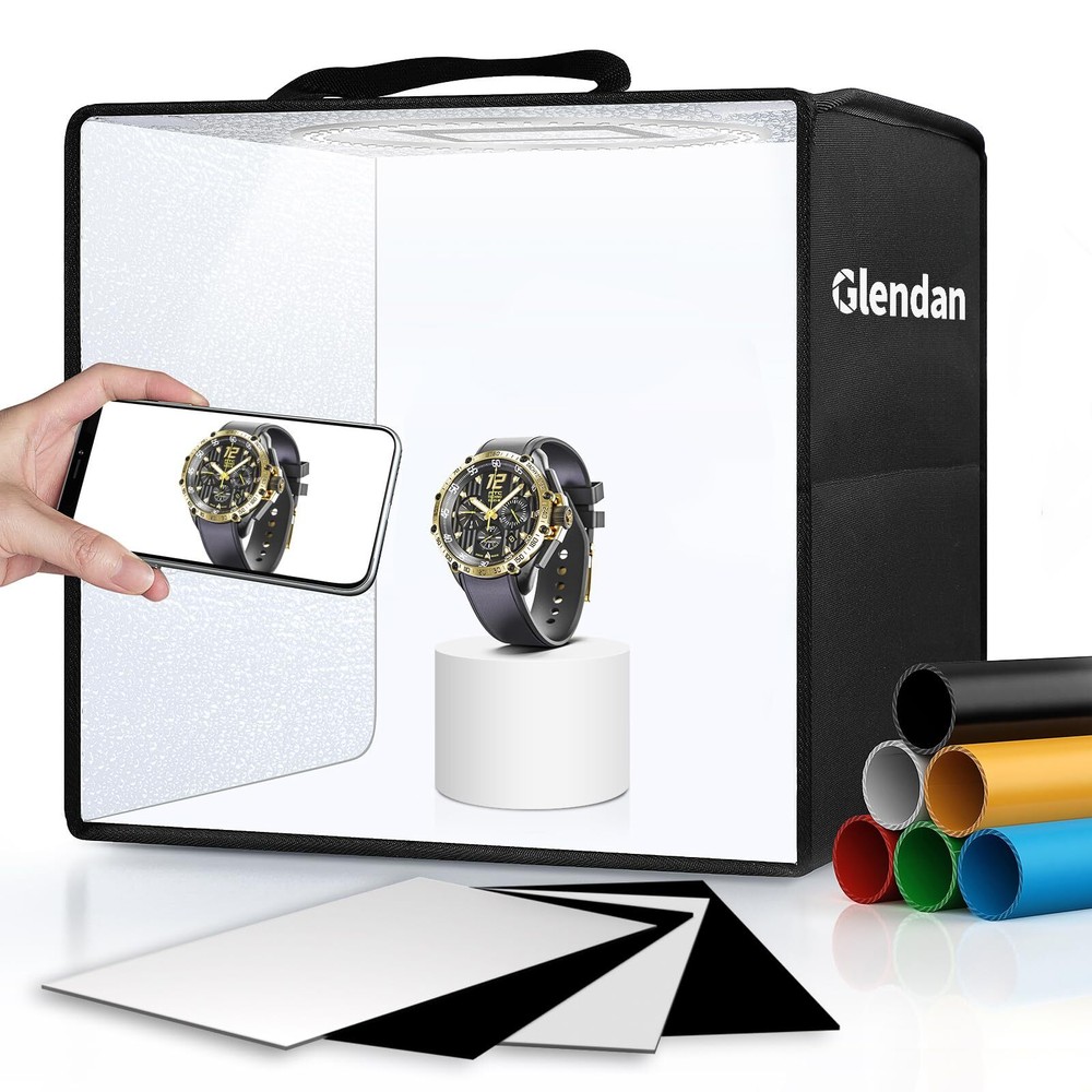 10"x10" Light Box with 88 LED Lights 6 Backdrops & Diffuser for Photography