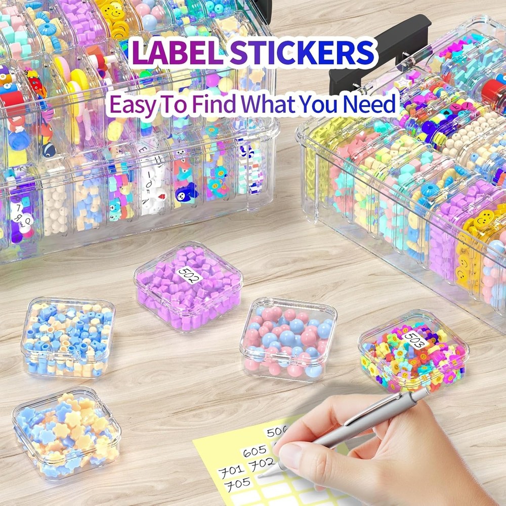 Bead Organizer Box 120 Pcs, 4-Tier Large Capacity Stackable Bead Storage Cont...