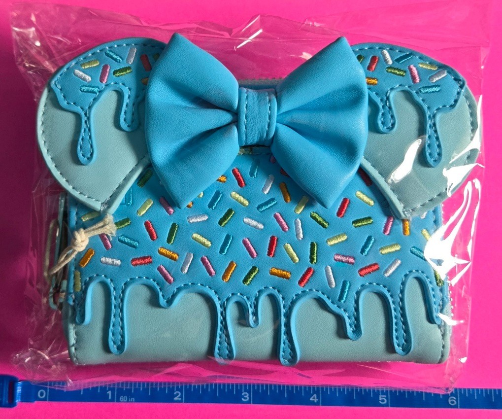 Loungefly Disney Minnie Mouse Lollipop Sprinkle Ears Small Zip Wallet NWT