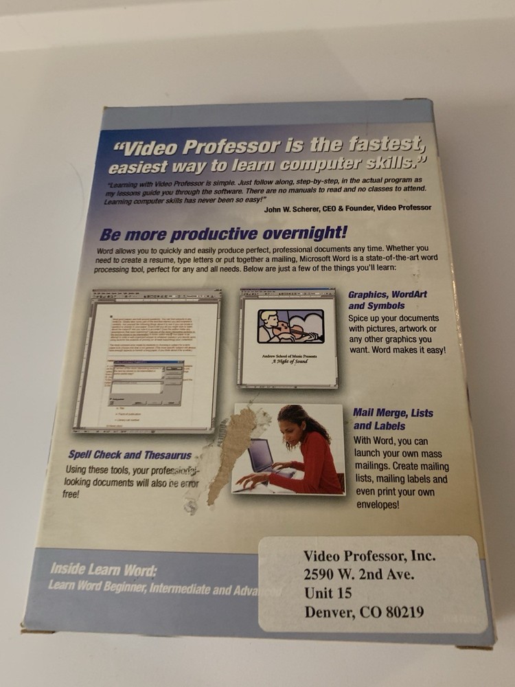 Video Professor Learn Word PC Software
