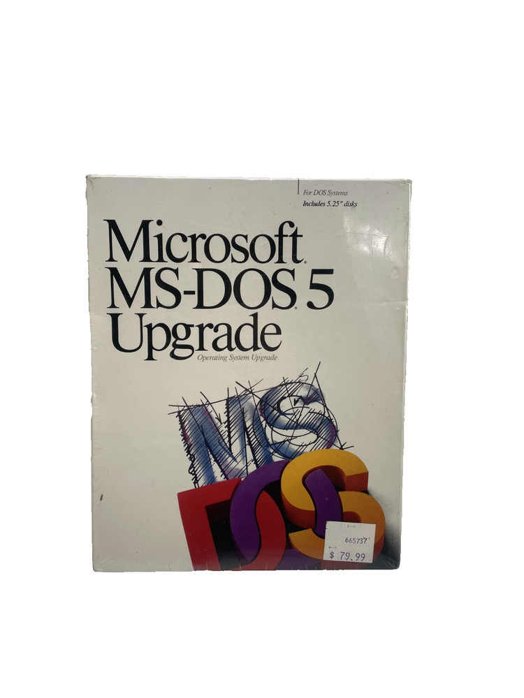 Microsoft MS-DOS 5 Upgrade Operating System Software 5.25" Floppy Disk SEALED