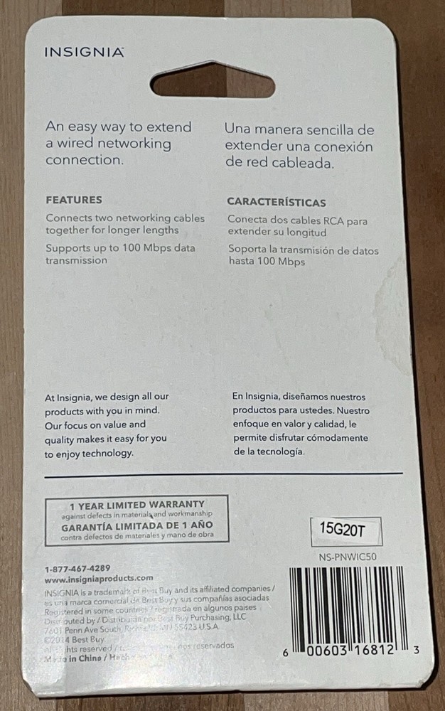 Insignia Inline Network Cable Coupler Cat-5 and Cat-5E Cables Wired Networking