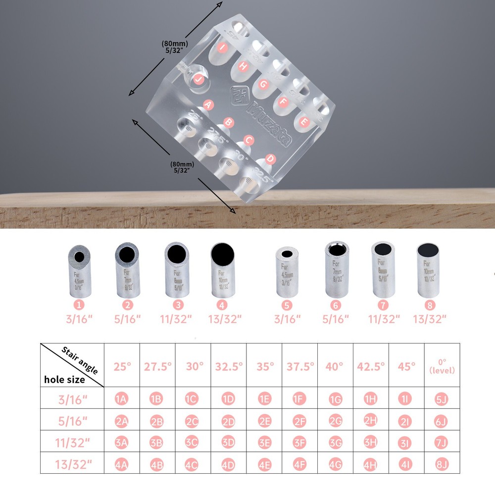 Muzata Upgraded Multi Angle Drill Guide Visible Template Jig 4 Sizes Guide CT19