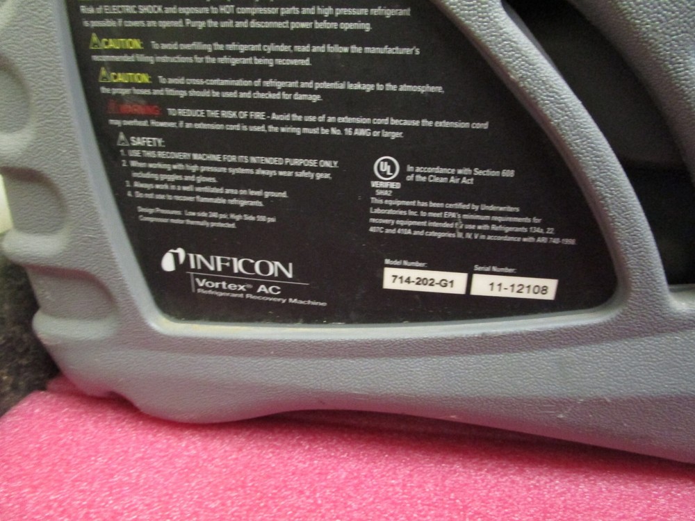 Inficon 714-202-G1 Vortex Dual Refrigerant Recovery Machine