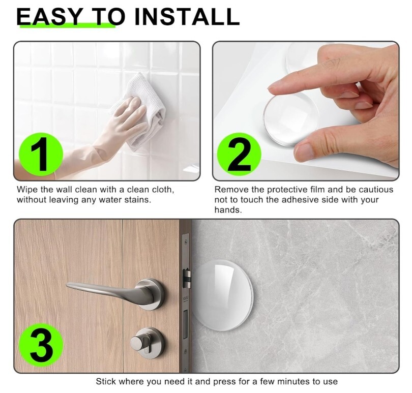 8PCS Door Stopper Wall Protector Silicone Door Knob Wall Protector Strong Back