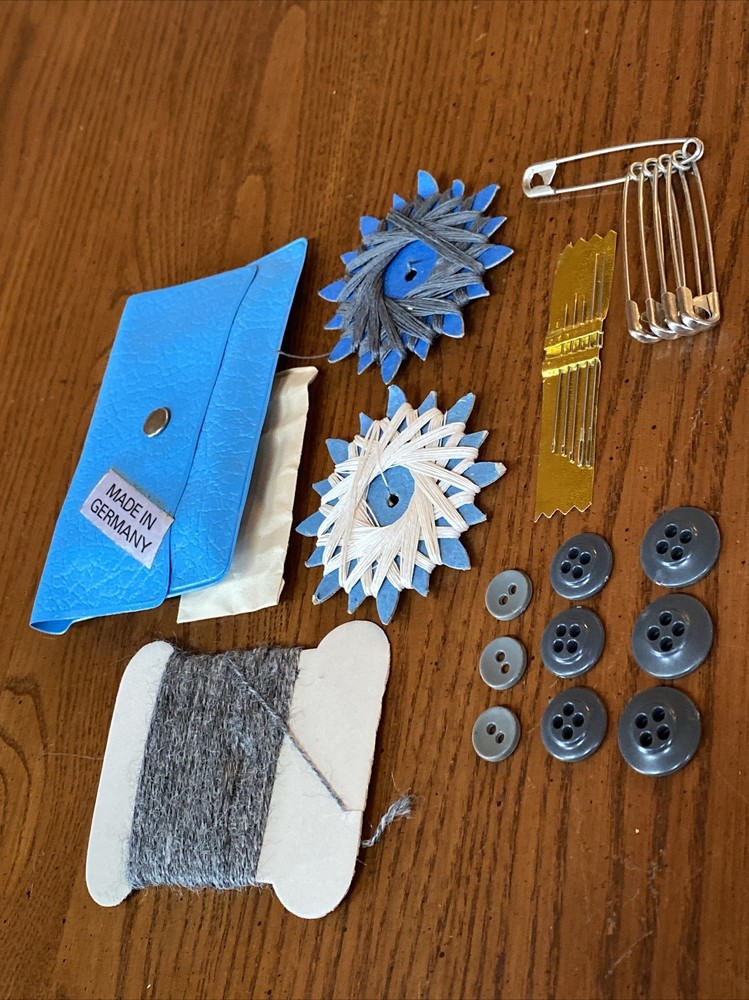 Vtg Army Military Sewing Uniform Repair Kit Made In Germany Thread Needle Button