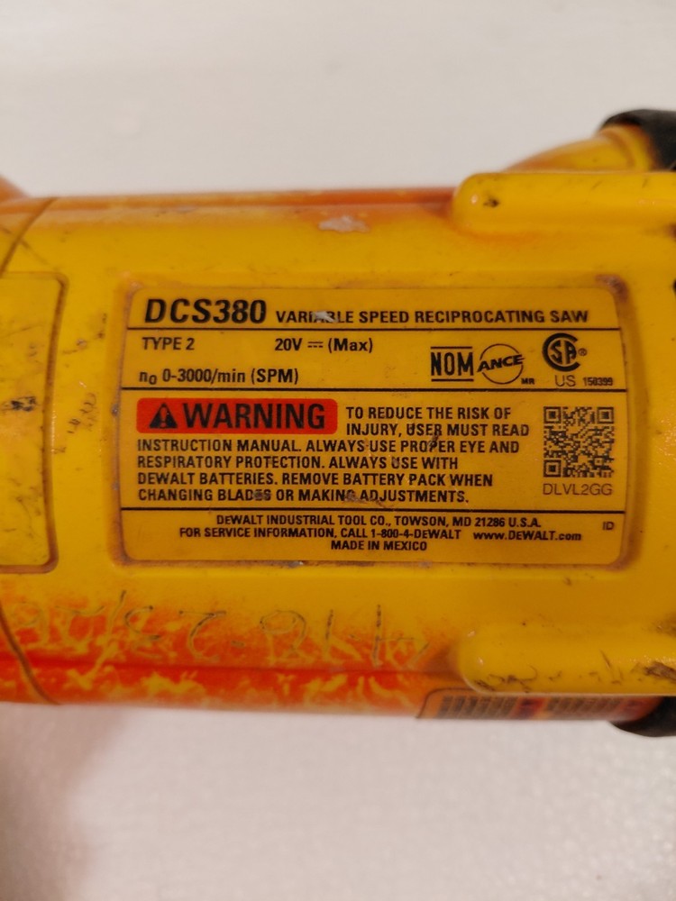 DeWalt DCS380 20V MAX Reciprocating Saw Tool Only Untested No Battery