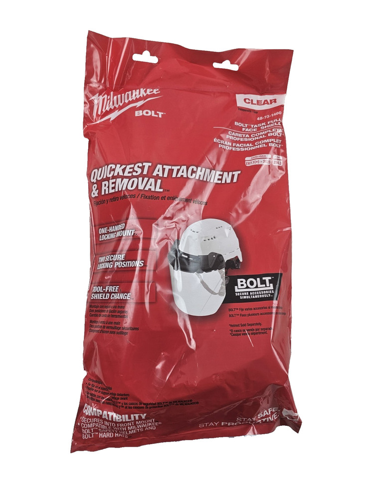 Milwaukee Bolt Task Full Face Shield - Clear Uncoated Lens