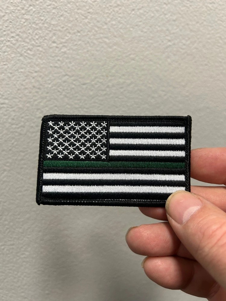 American Flag with Green line flag patch