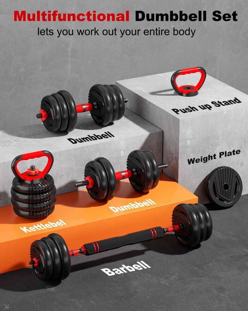 Adjustable Dumbbells Set with Connector, 90lbs