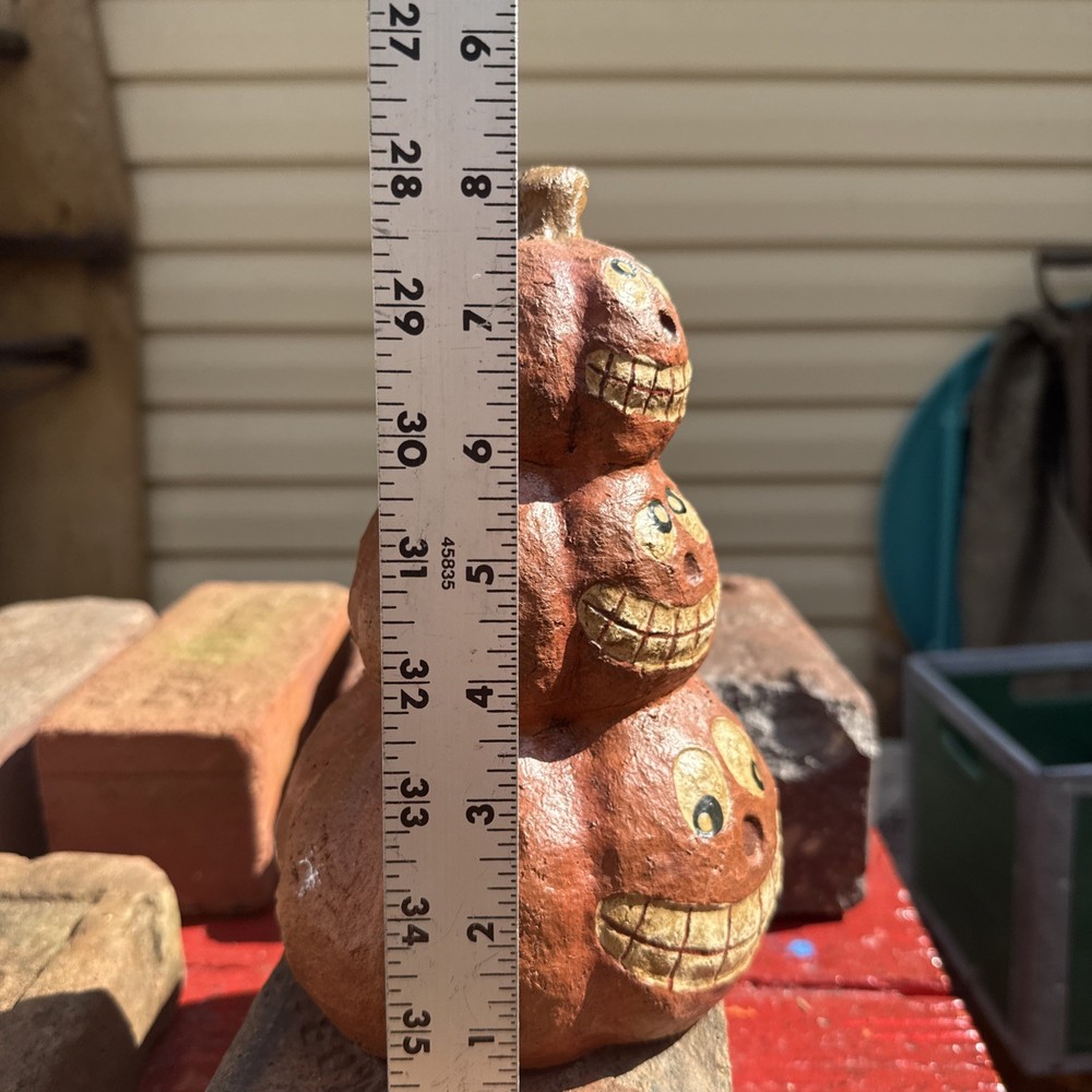 Jack O Lanterns Pumpkins Stack Handmade Resin 8.5” Paper Composite