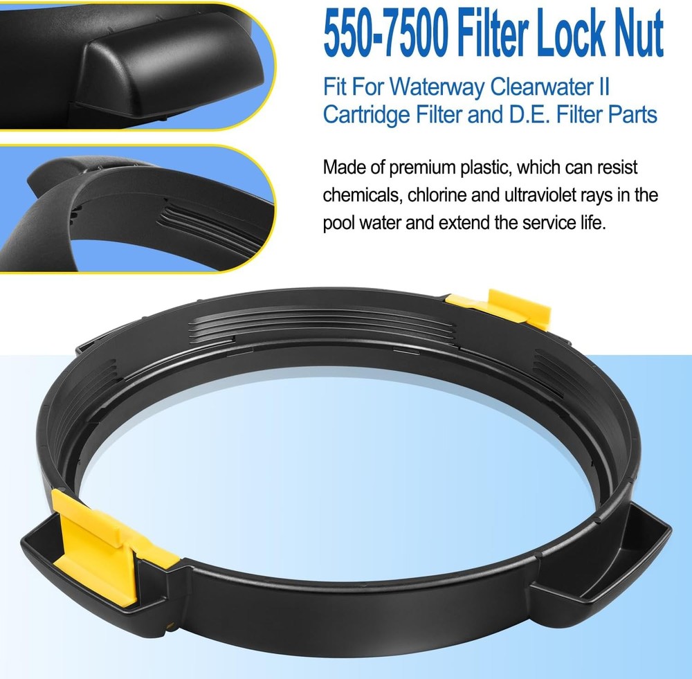 550-7500 Filter Lock Nut Assembly w/ Ext Lock Tabs For Clearwater II D.E. Filter