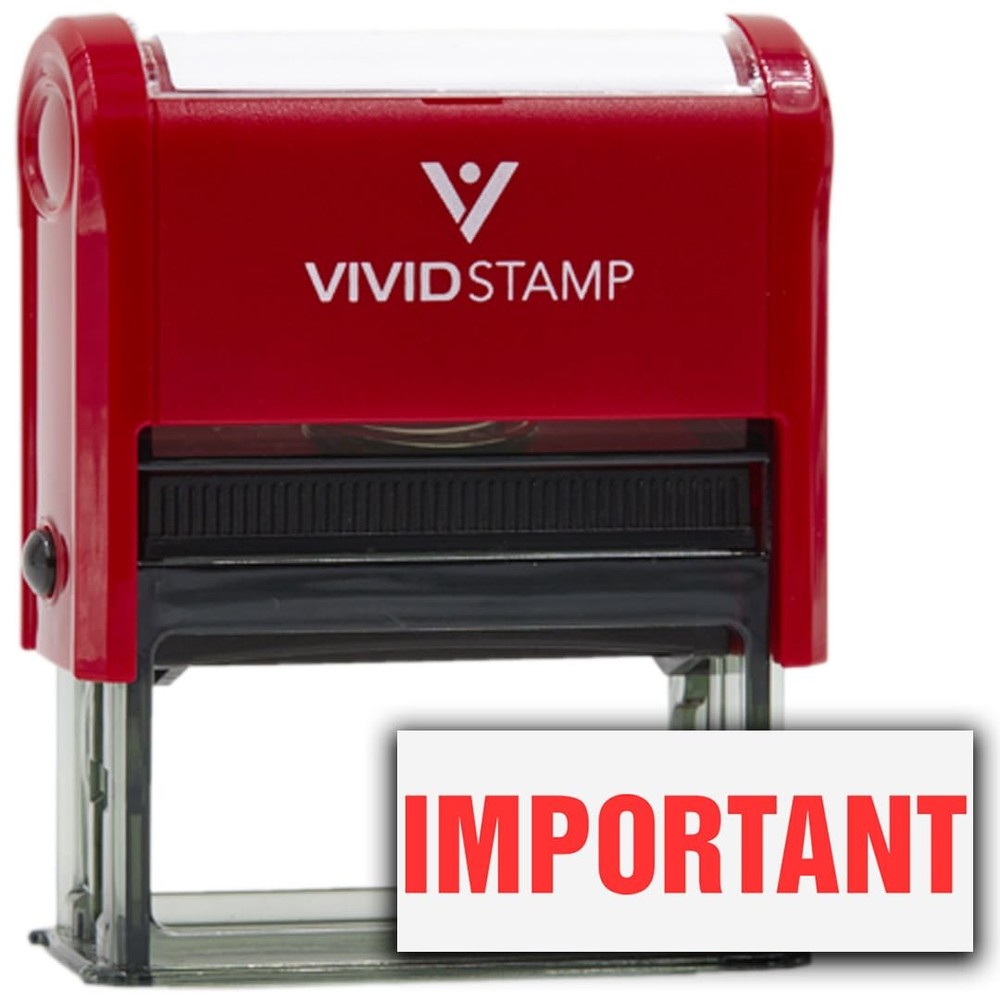 Medium "Important" Self-Inking Rubber Stamp with Red Ink for Office Use