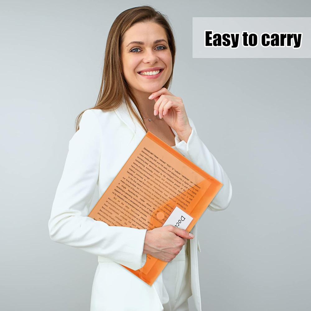 30 Pack 10 Color Plastic Envelopes Poly Envelopes, Hook & Loop Closure File Fold
