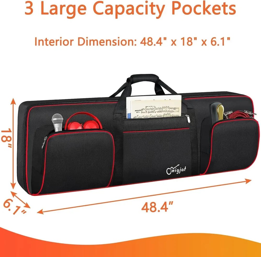 76 Key Keyboard Case Soft Padded Piano Case with Handle and Adjustable Shoulder