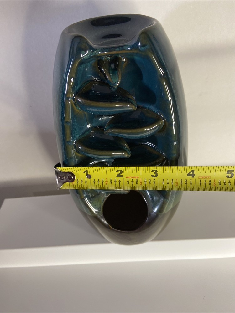 Cascade Incense Burner Waterfall Ceramic Teal Green Brown
