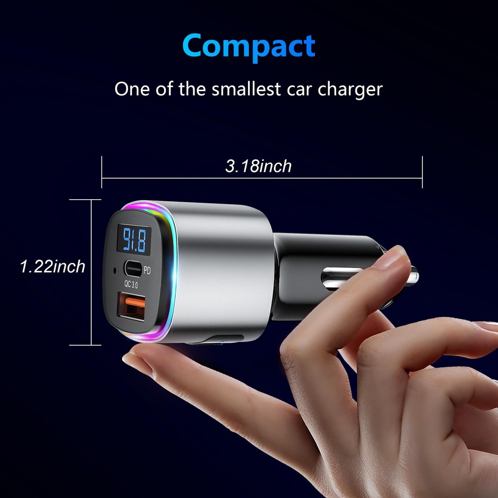 (Upgraded Version) FM Transmitter Bluetooth, Bluetooth Car Adapter [PD 30W & ...