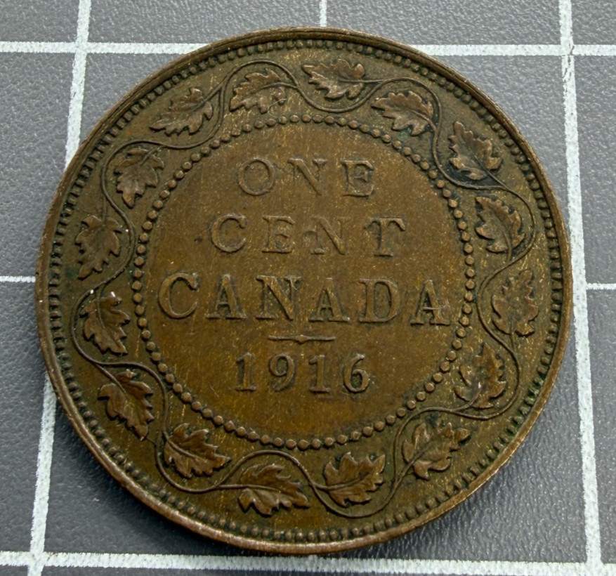1916 Canada One Cent 1c Copper Coin