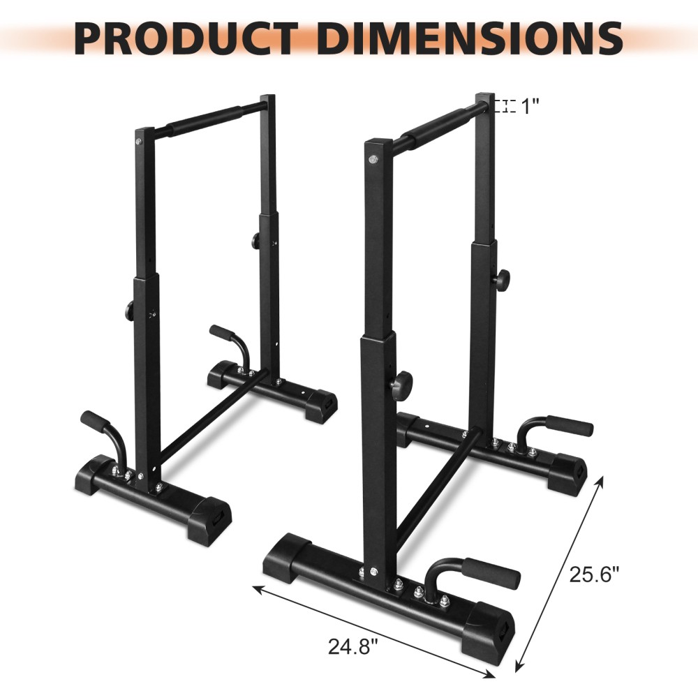 Dip Bar Station Set 6 Level Adjustable Pull Up Bars 1200lbs Parallettes Bars
