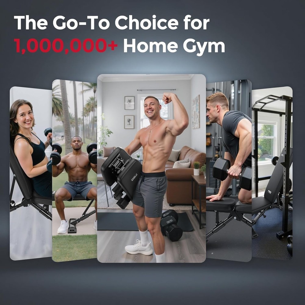 Adjustable Workout Bench with Extended Backrest, 800lbs