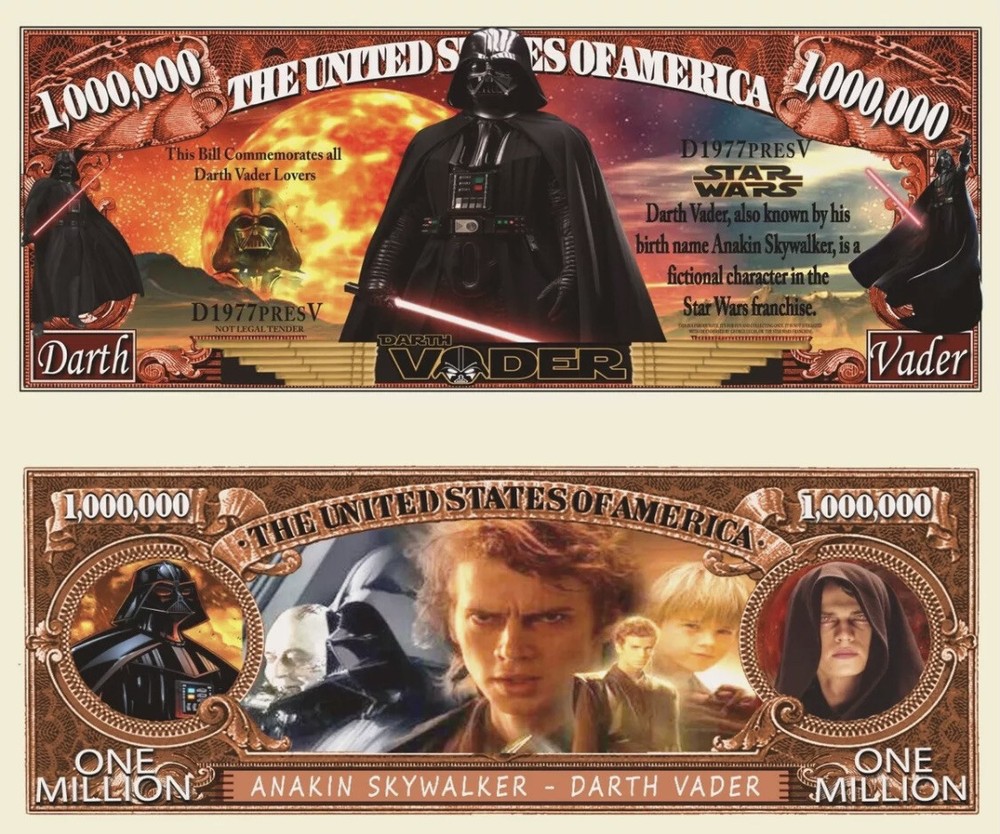 Pack of 25 Star Wars Darth Vader Galactic Empire Novelty 1 Million Dollars
