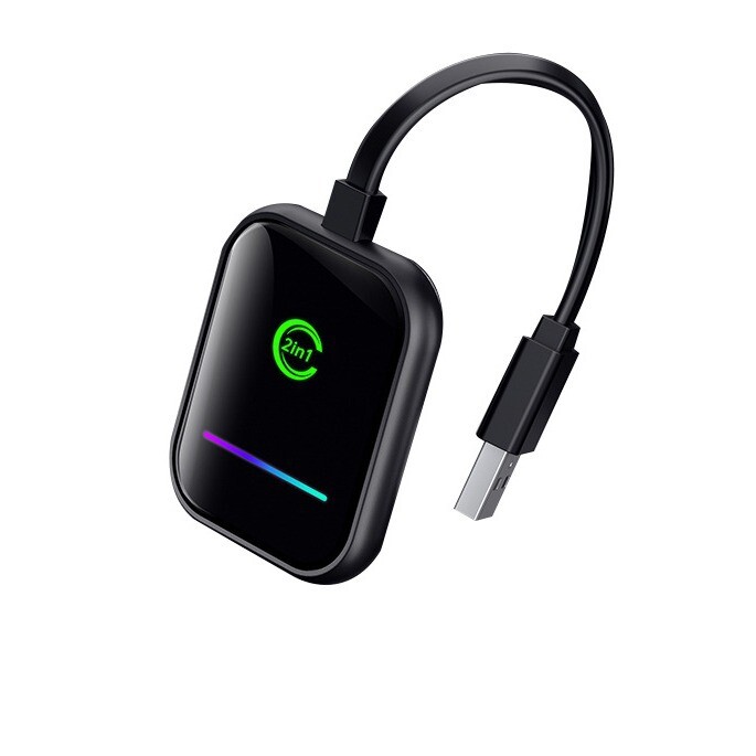 Carplay/Android Auto 2in1 Wireless carplay Adapter, Wired to Wireless USB Dongle
