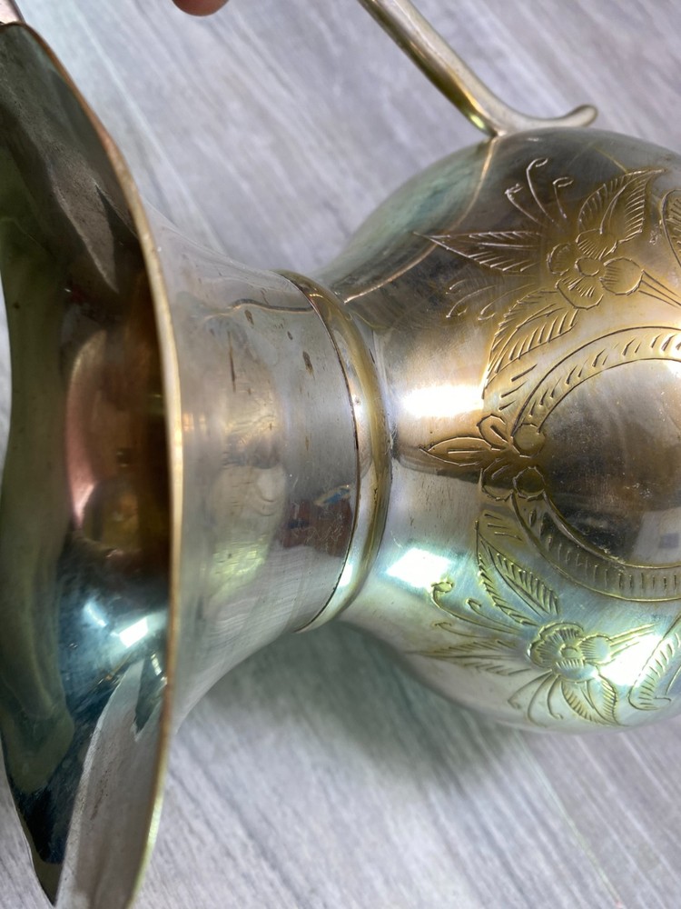 large Pitcher jug silver plate on brass
