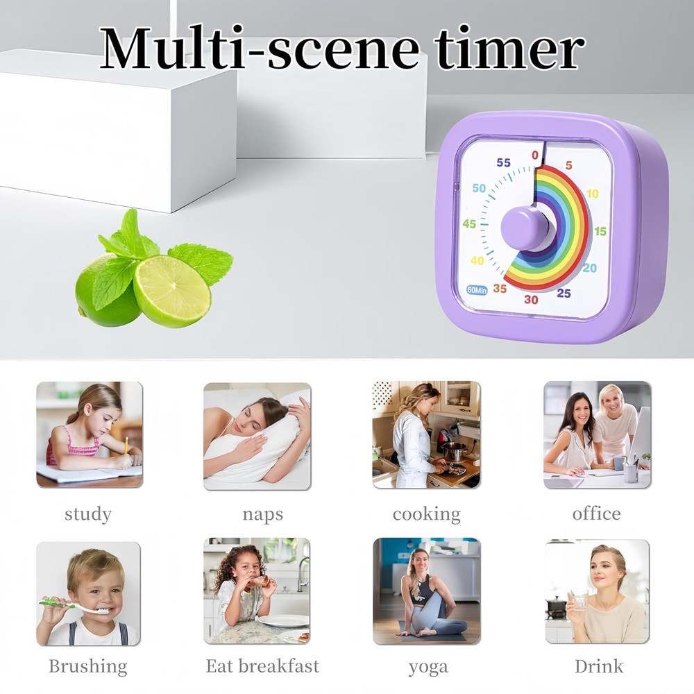 Kids Visual Timer Cute Rainbow - 60 Minute Countdown Timer Time Management for K