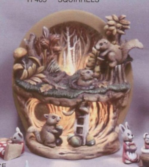 Fall Burrow Squirrel Scene w/ light kit  ceramic bisque