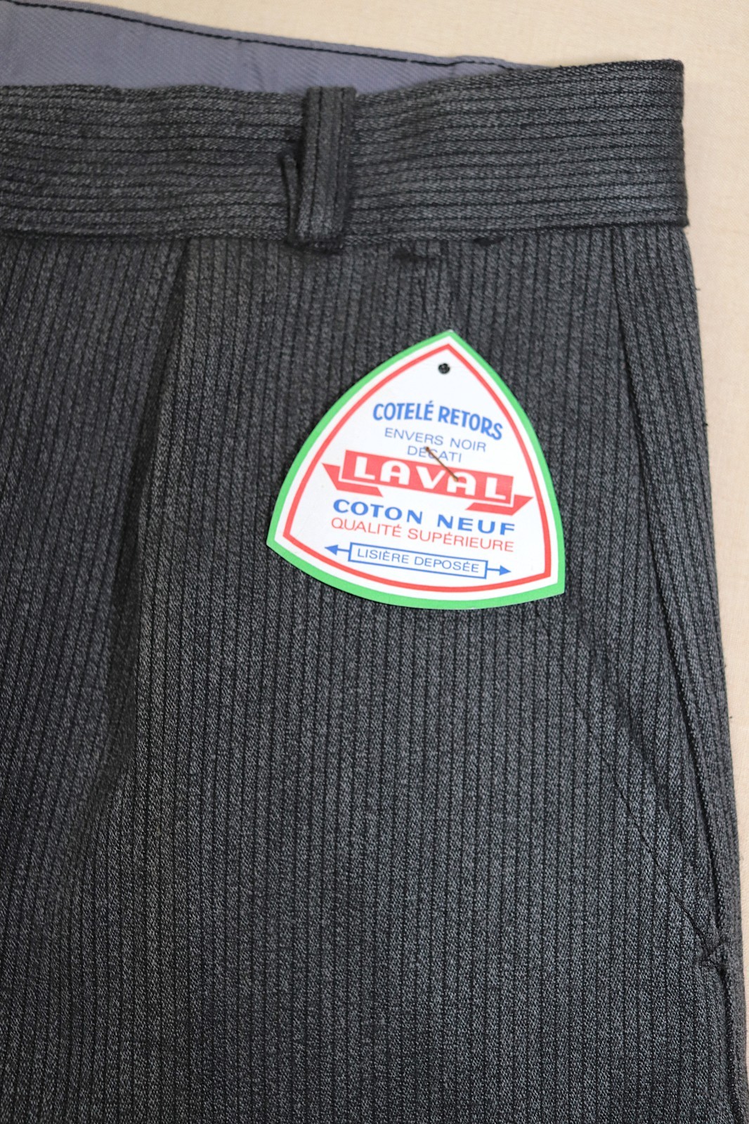 New French 1950s Grey Cotton Pique Work Chore Pants LAVAL W32 Made in France
