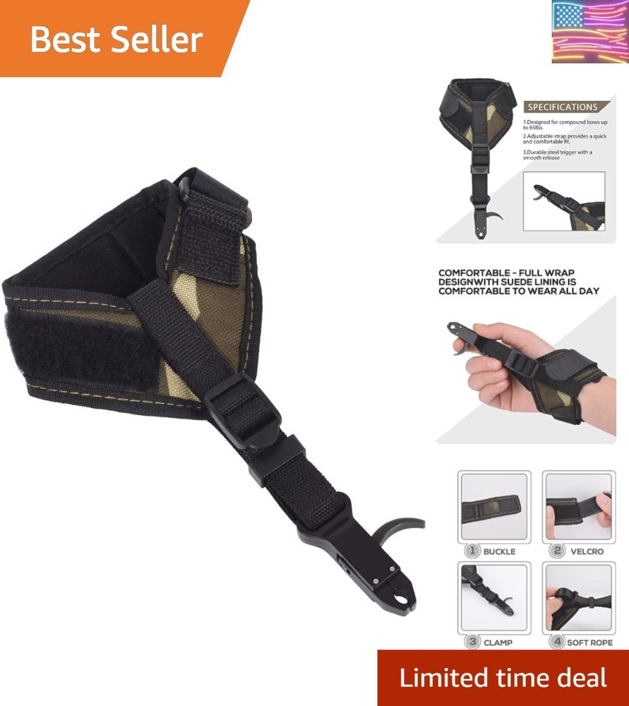 Elong Adjustable Archery Compound Bow Release Aid with Foldback Design- Black...
