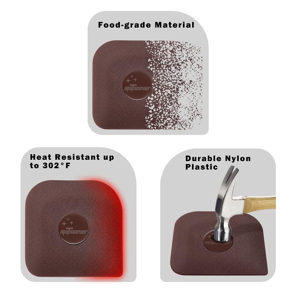 Pan Scraper, 5 Pcs Pot Scraper Plastic, Non Scratch 5 Pcs, Brown