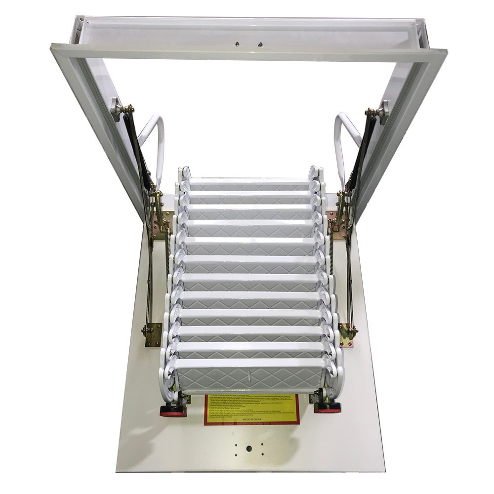 White Easy Pull Down Loft Ceiling Access Ladder Retractable Attic Ladder 9.84ft