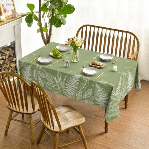 Spring Tablecloth 60×84 Inch Rectangular Plants 60" x 84" (Rectangular) Green