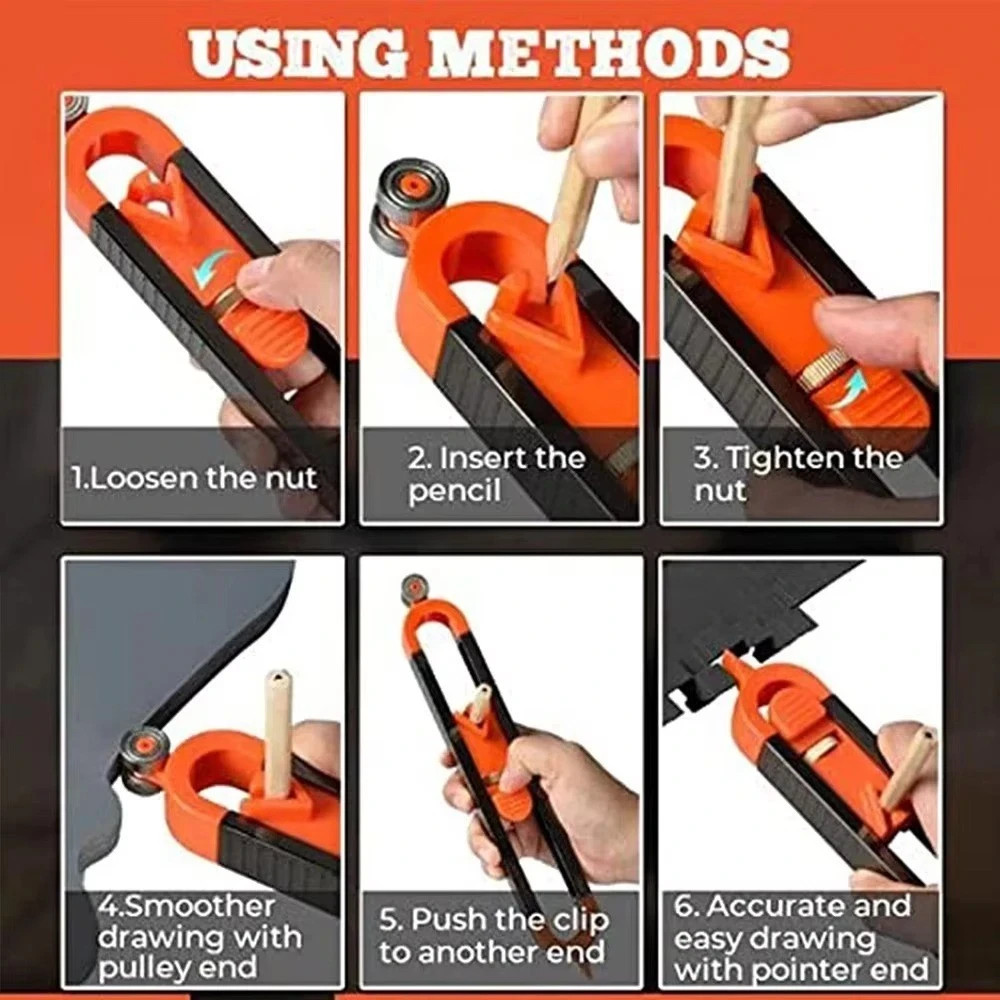 Profile Scribing Ruler Contour Gauge with Lock - Precise Scribe Tool Woodworking