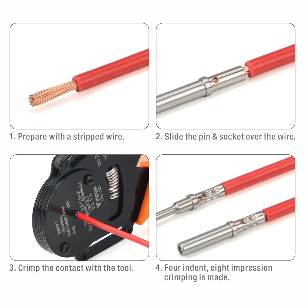 iCrimp IWD-1620 Deutsch Crimp Tool, Size 16 Crimper, Solid Multicolor