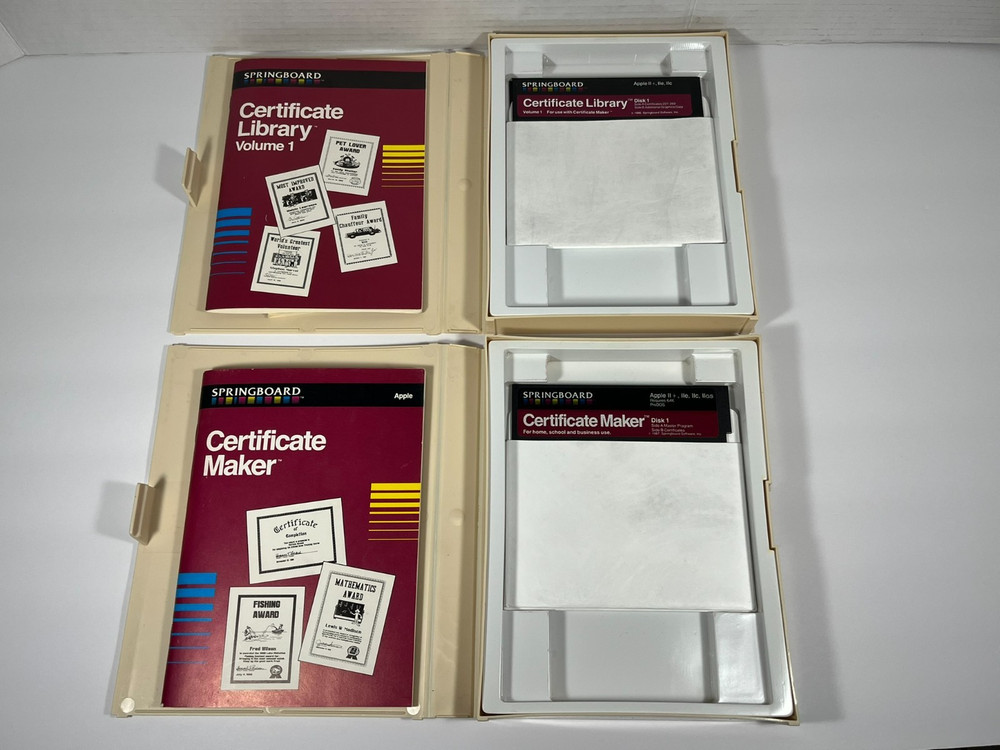 Springboard Certificate Maker/Certificate Library Software for Apple II 5.25"