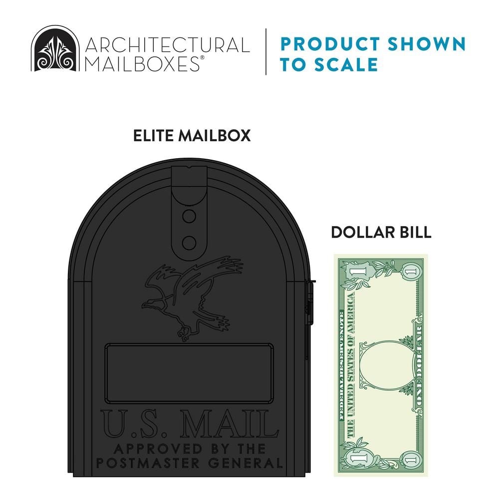 Architectural Mailboxes Elite Black, Medium, Steel, Post Mount Mailbox