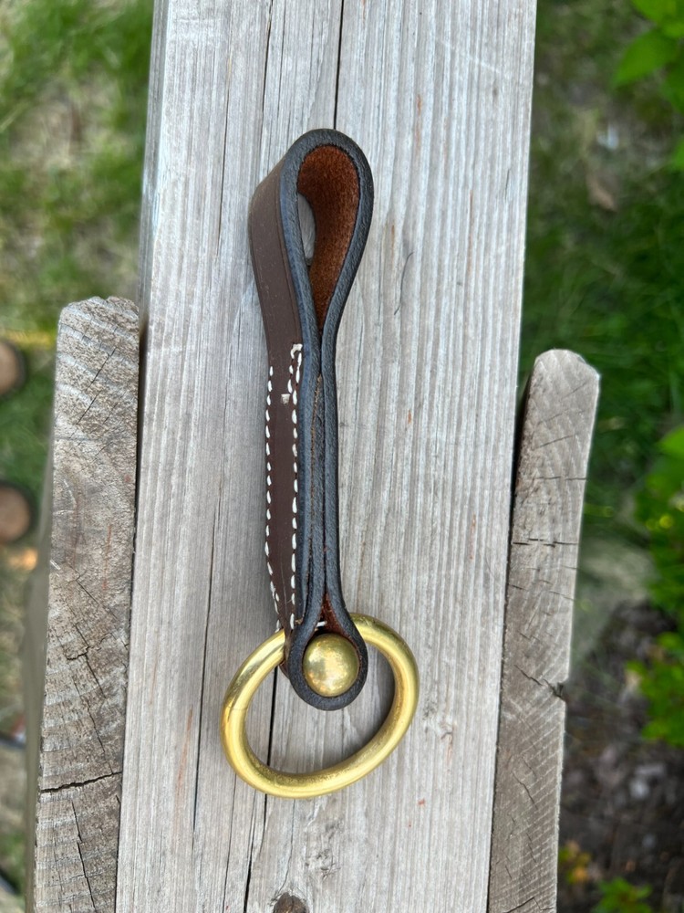 Halter Leather Gullet Strap with Solid Brass Ring