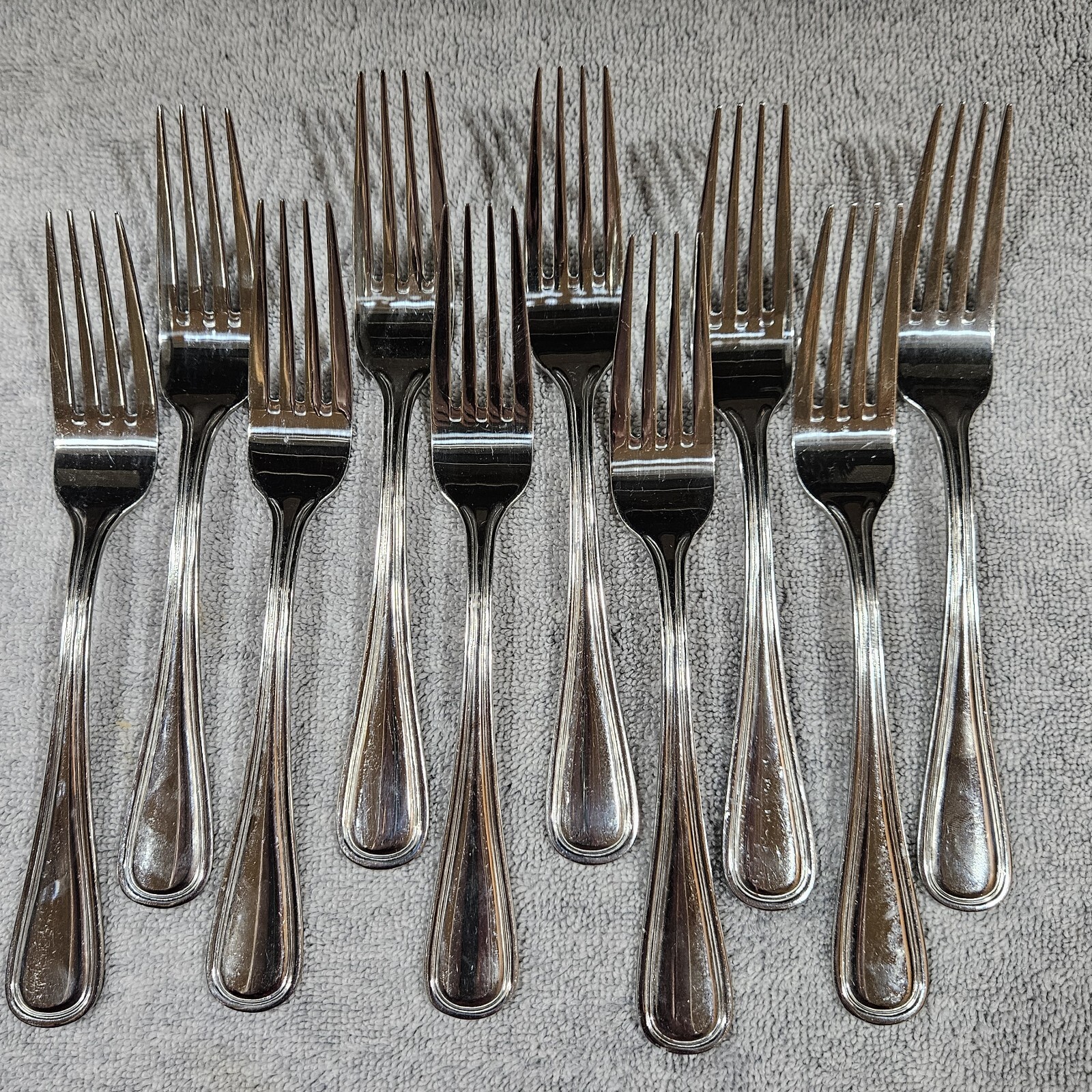 Set of 10 Walco Pacific Rim Dinner Forks 7-1/2" Stainless With Mirror Finish