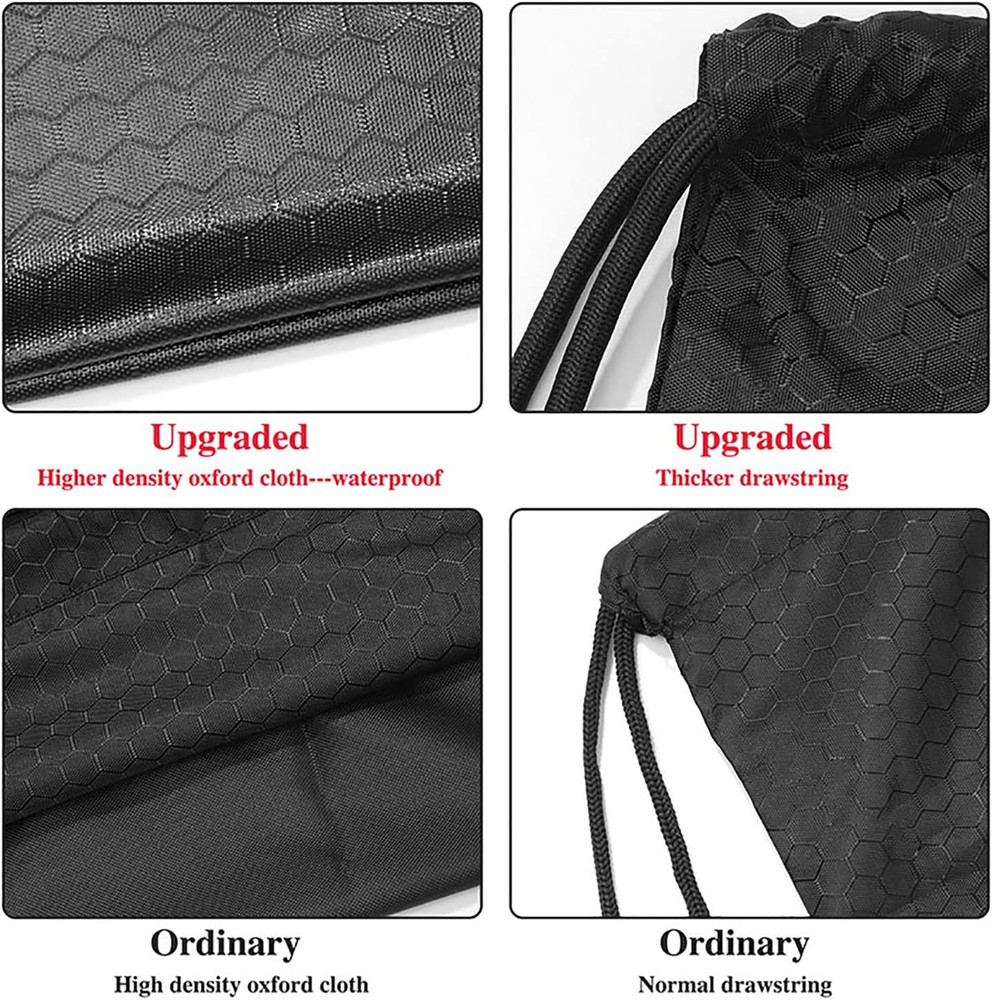Drawstring Backpack Bag, Waterproof Draw String Back Sack with Zip Pocket, Gym D
