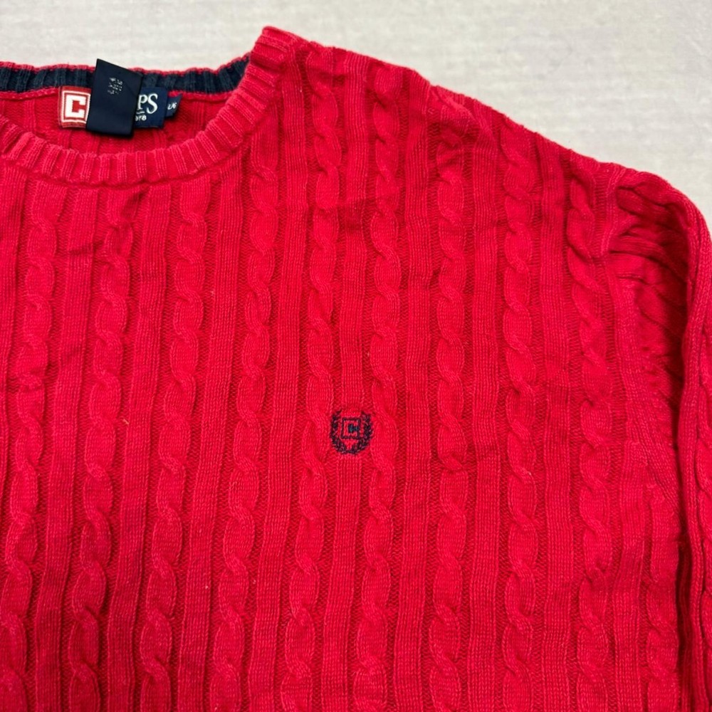 Vintage Chaps Knitted Jumper cable knit patterned pullover chunky sweater with