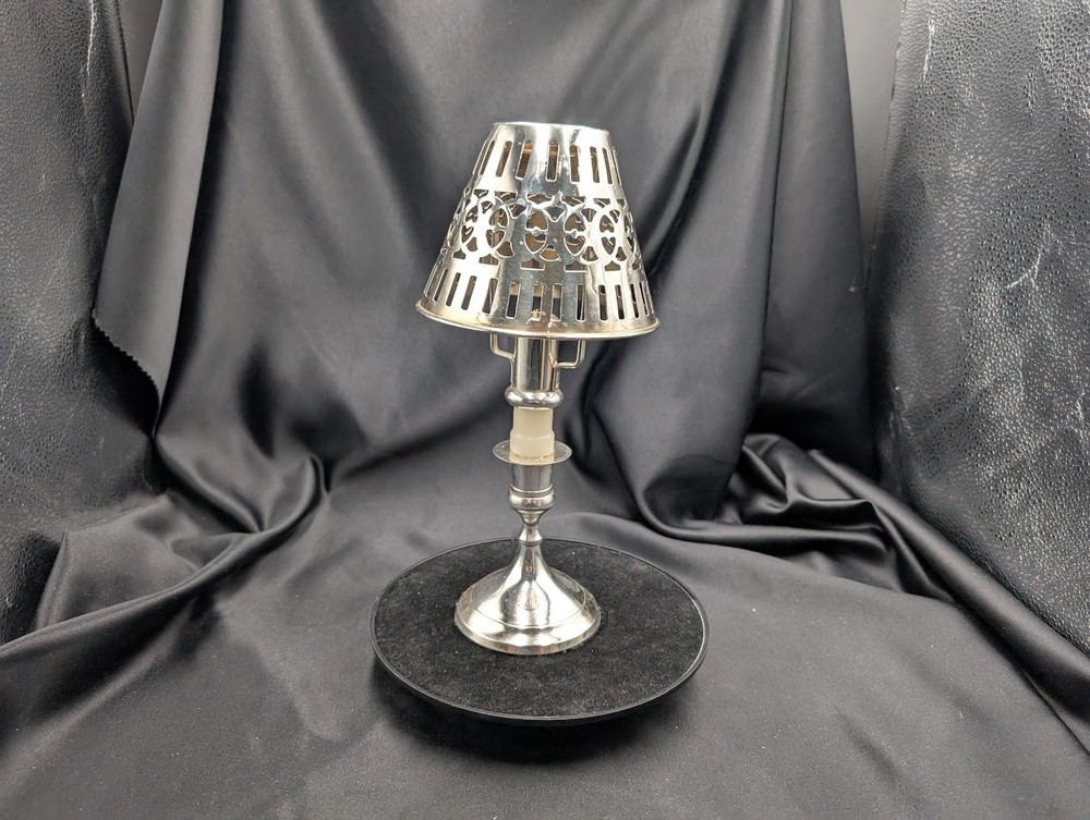 Chrome Candlestick Holder with Shade / Chasher