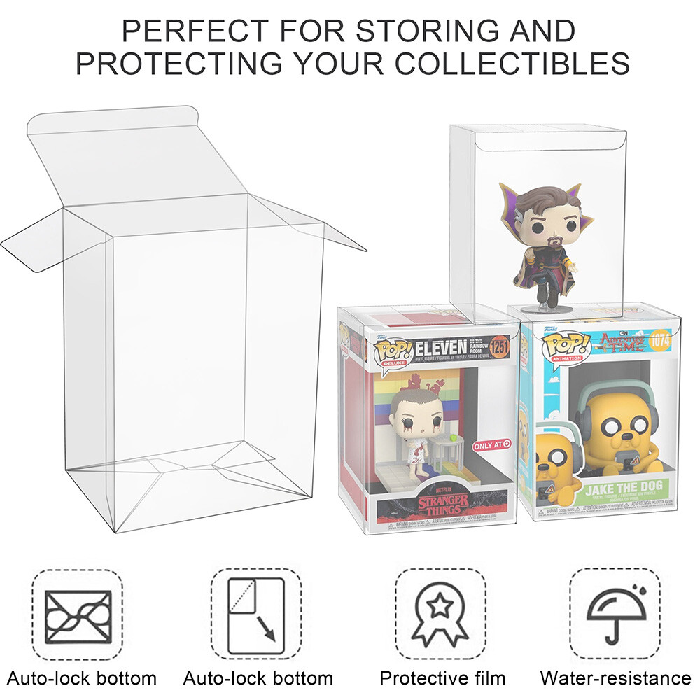 10x Pop Protector Case for 4'' Funko Pop Figures Plastic Display Box Locking Tab