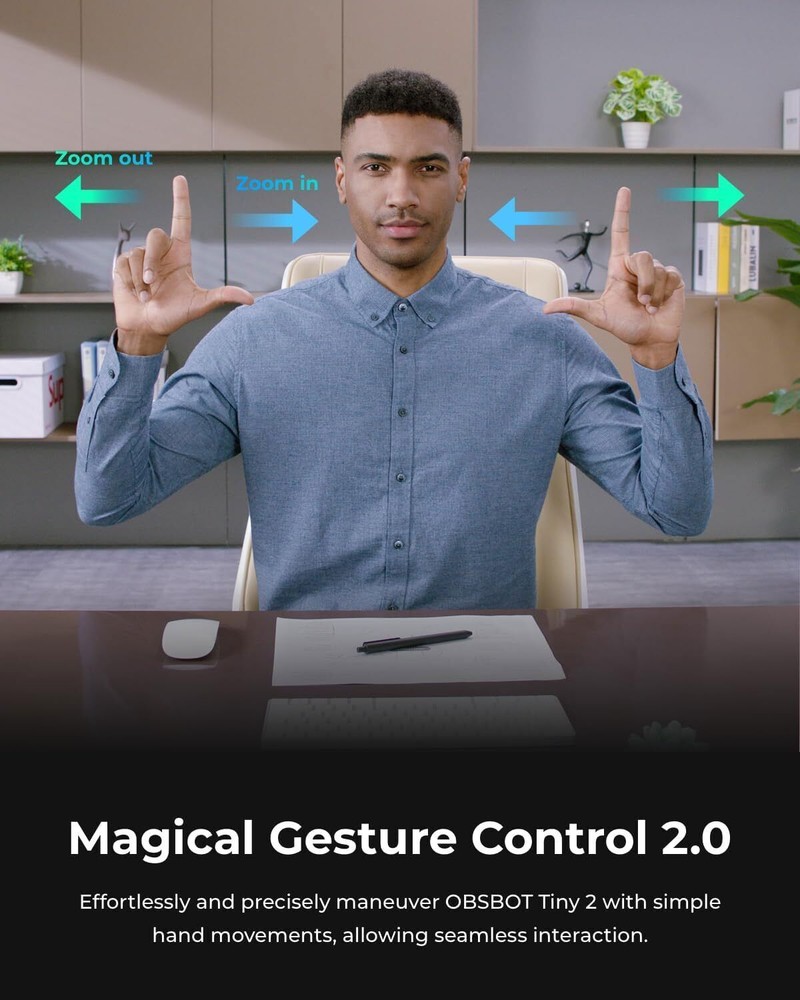 OBSBOT Tiny 2 60fps Camera Webcam 4K Voice Control PTZ Auto Tracking Streaming
