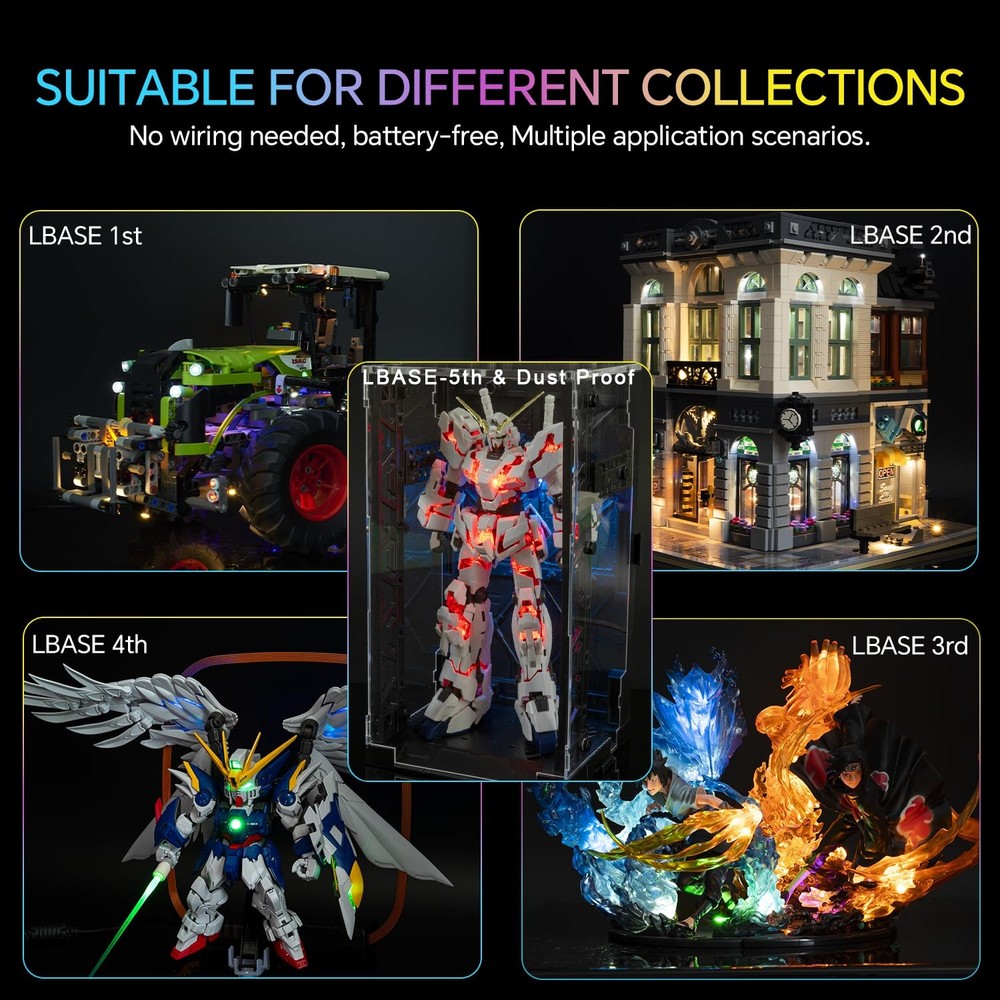 GEN 5th Wireless LED Light Kit for Gundam Models, with Interlocking Display B...