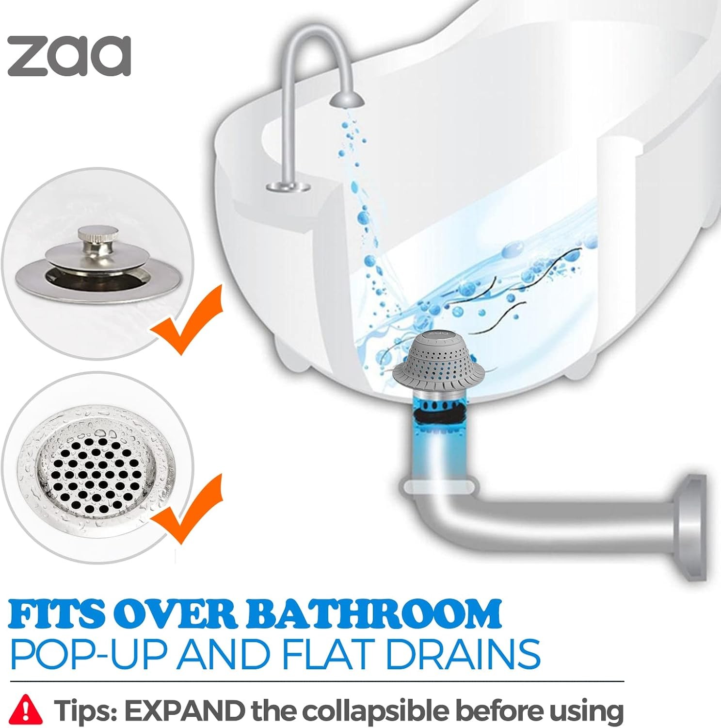 Bathtub Drain Hair Catcher, Premium Silicone Shower Catcher, Built to Protect Tu