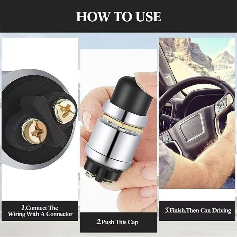 2pcs Engine Start Push Button Momentary 12v and 24v Waterproof Switch Push to